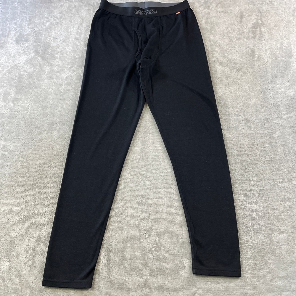 Omni-Wool Thermal Bottoms Mens Large Black Wool Blend Base Layer Long Johns